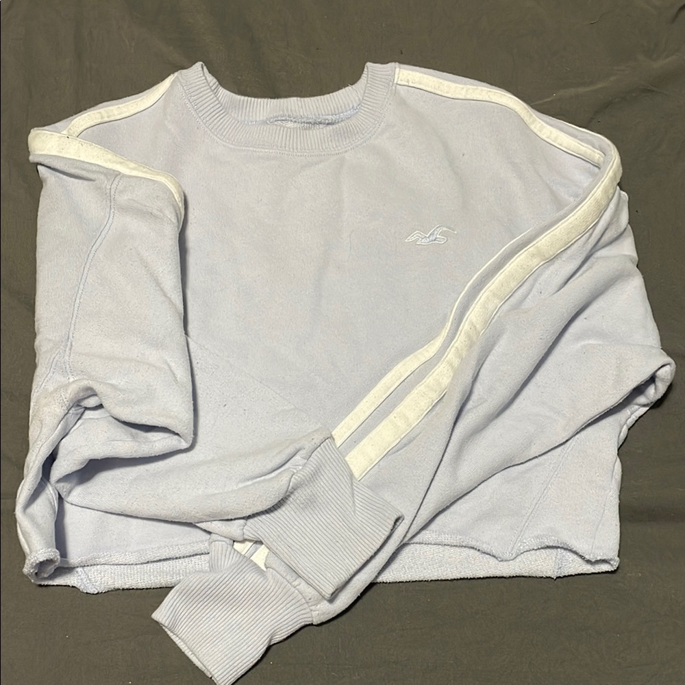 Baby blue cropped hollister crew neck